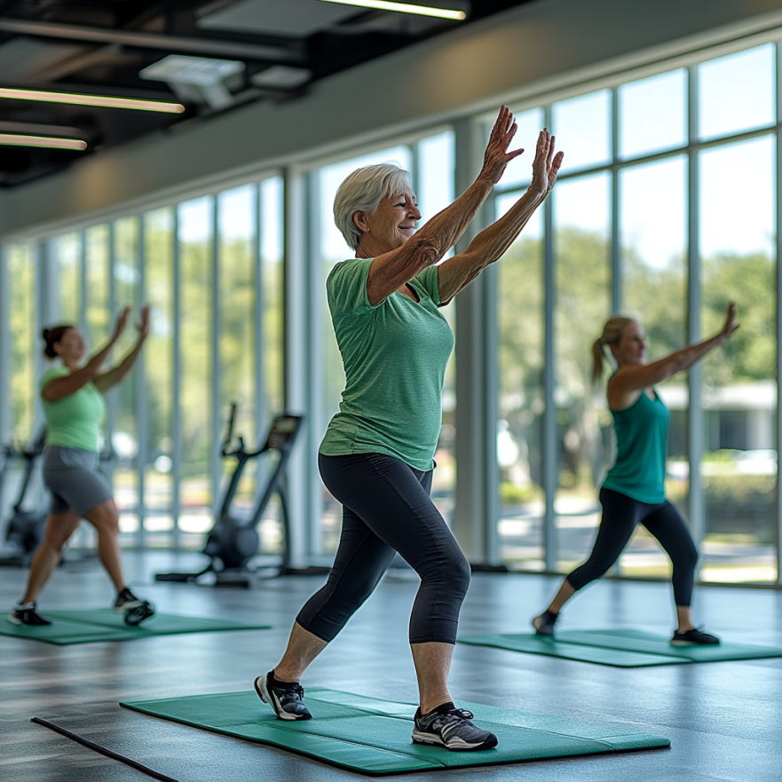 Літні люди займаються функціональним тренуванням